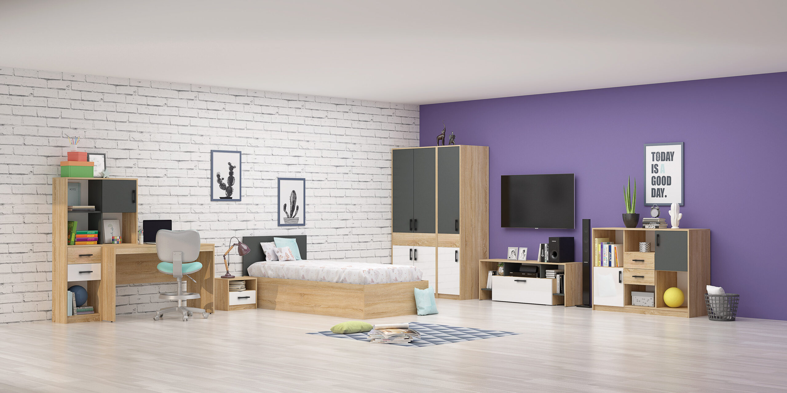 SIDNEY_Sonoma_Antracite_Whitegloss1 Бюро СИДНИ М12 - Image 5