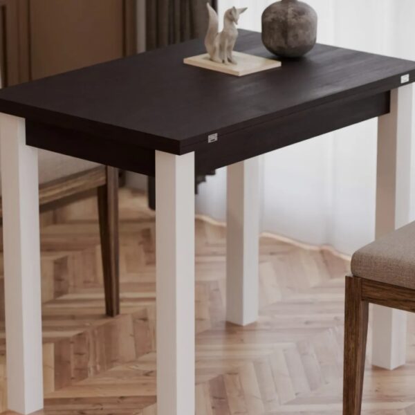 Трапезна маса 90/60 см - разтегателна - венге/бяло