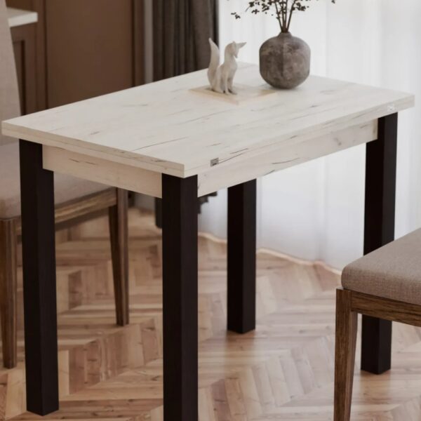 Трапезна маса 90/60 см - разтегателна - дъб крафт бял/венге