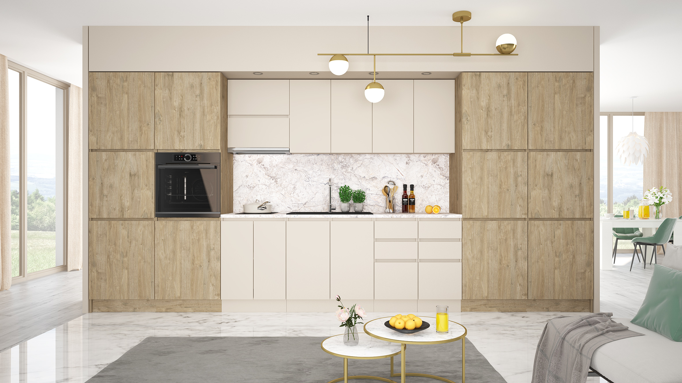 konfiguraciq_LEO_harbor_kashmir Модулна кухня ЛЕО №5 - сонома харбър/ кашмир - Image 1