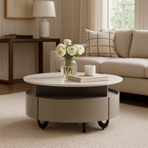 Холна маса TARIA - бяло/капучино