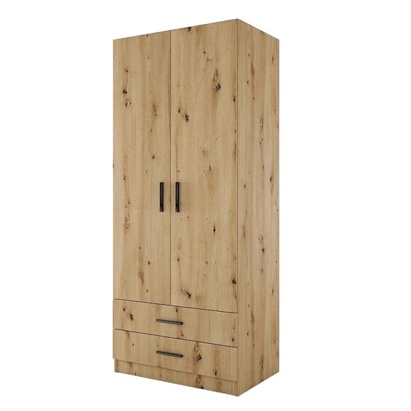 Двукрилен гардероб СИТИ 1008 с чекмеджета - дъб артисан