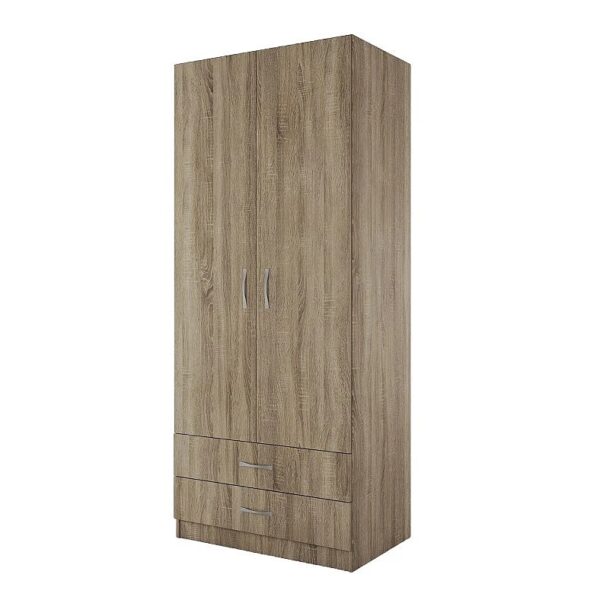 Двукрилен гардероб СИТИ 1008 с чекмеджета - сонома  тъмна