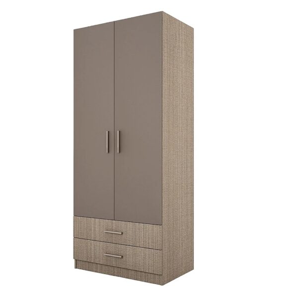 Двукрилен гардероб СИТИ 1008 с чекмеджета - лате/мока