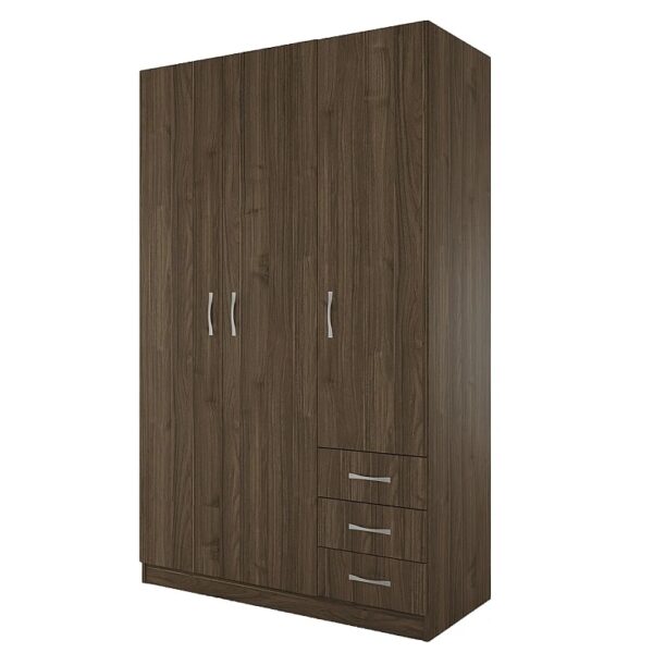 Трикрилен гардероб СИТИ 1028 с чекмеджета - орех адмирал