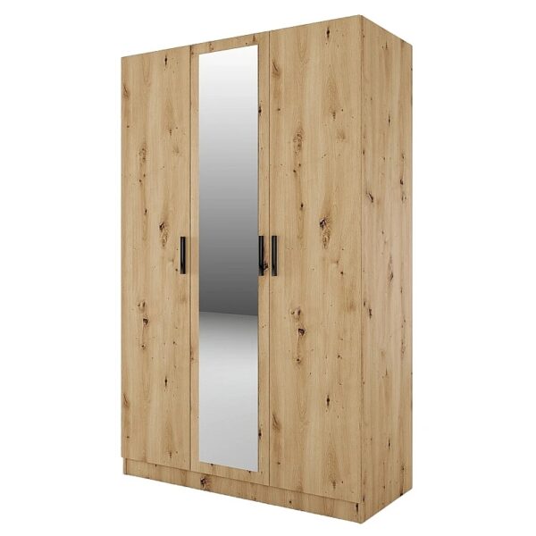 Трикрилен гардероб СИТИ 1003 с огледало - дъб артисан