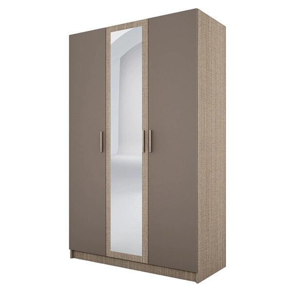 Трикрилен гардероб СИТИ 1003 с огледало - лате/мока