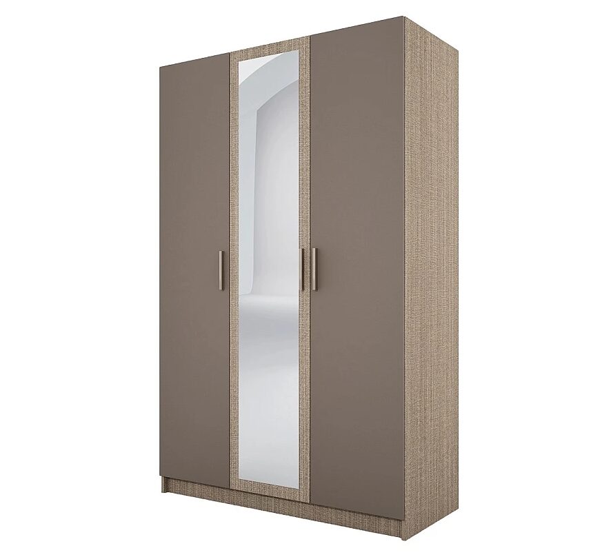 Екранна снимка_16-1-2026_125930_monema.bg Трикрилен гардероб СИТИ 1003 с огледало - лате/мока - Image 1