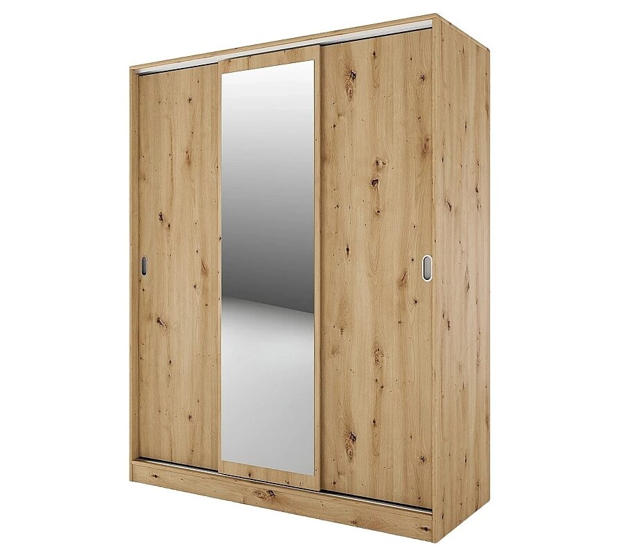 Екранна снимка_16-1-2026_133618_monema.bg Гардероб с плъзгащи врати, огледало и вътрешни чекмеджета СИТИ 1006 - дъб артисан - Image 1