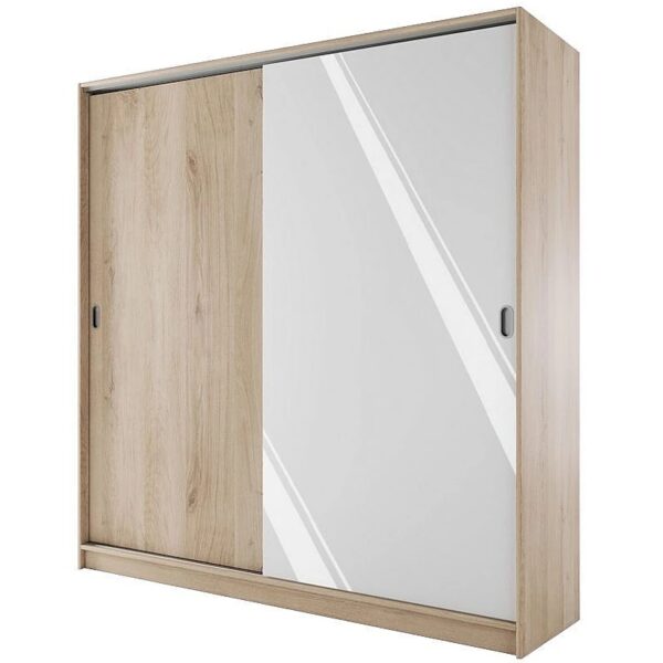 Гардероб с плъзгащи врати СИТИ 1009 - бяло гланц/сонома арвен