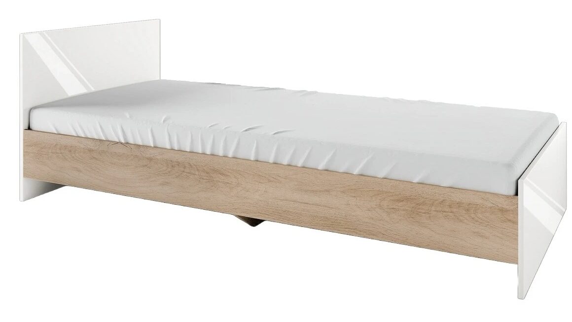 Екранна снимка_7-1-2026_152424_monema.bg Единично легло СИТИ 2006 - бяло гланц/ сонома арвен - Image 1