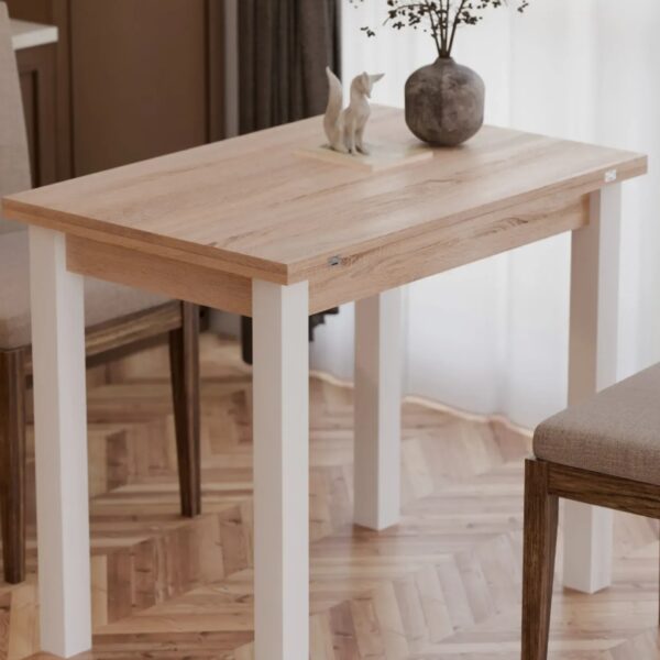 Трапезна маса 90/60 - разтегателна - сонома/бяло