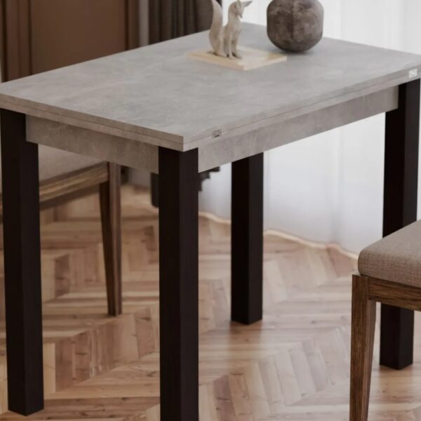 Трапезна маса 90/60 - разтегателна - бетон/венге