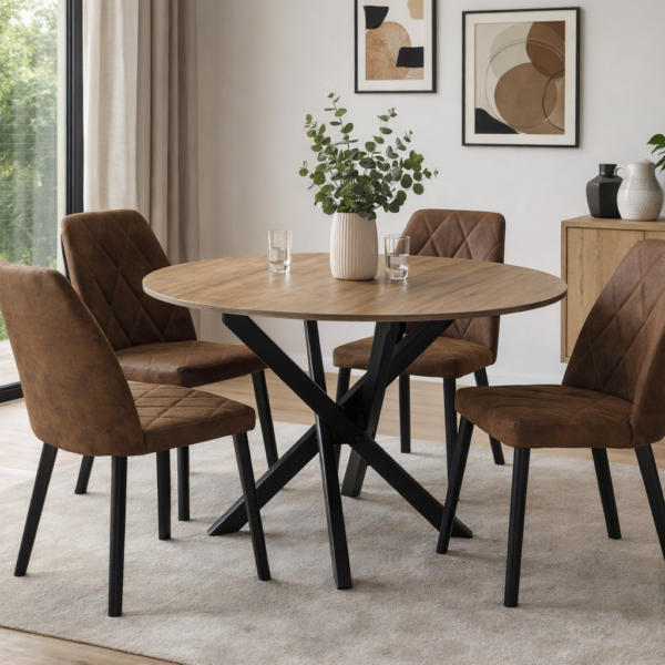 Трапезна маса RUTA - разтегателна - светъл дъб/ черно