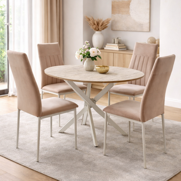 Трапезна маса RUTA - разтегателна - травертин/ кашмир