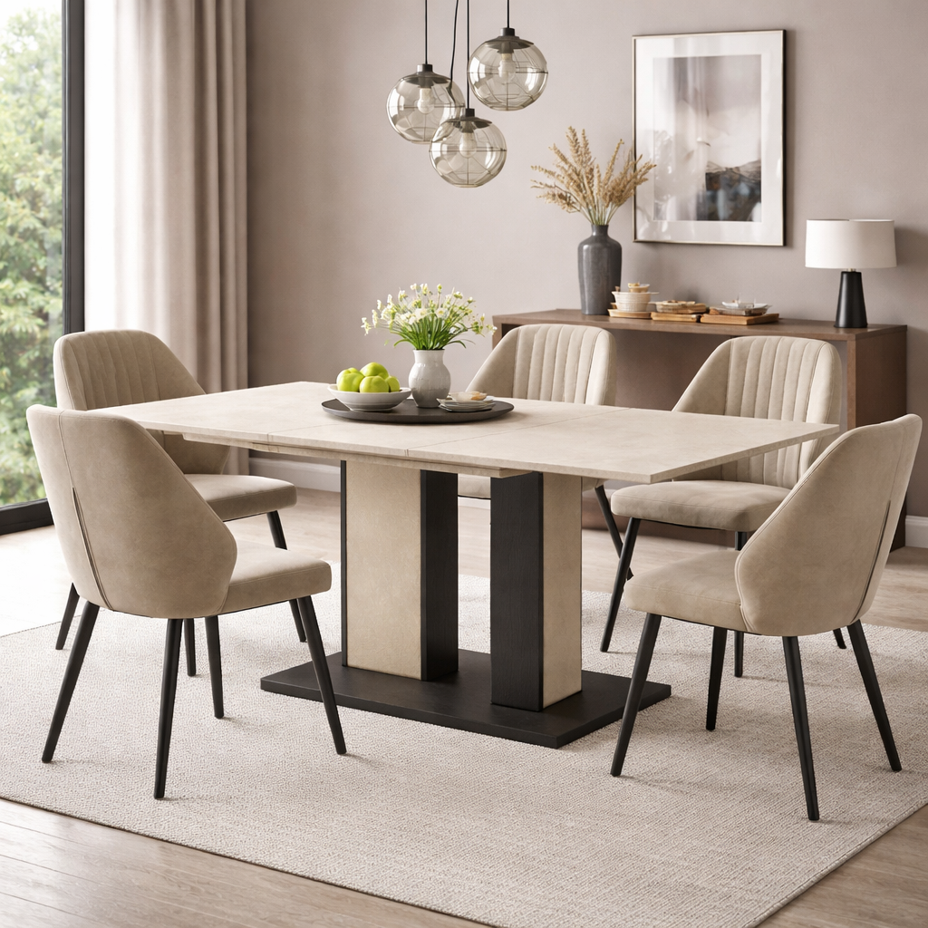 INT Трапезна маса SONE - разтегателна - анемон/черно - Image 1