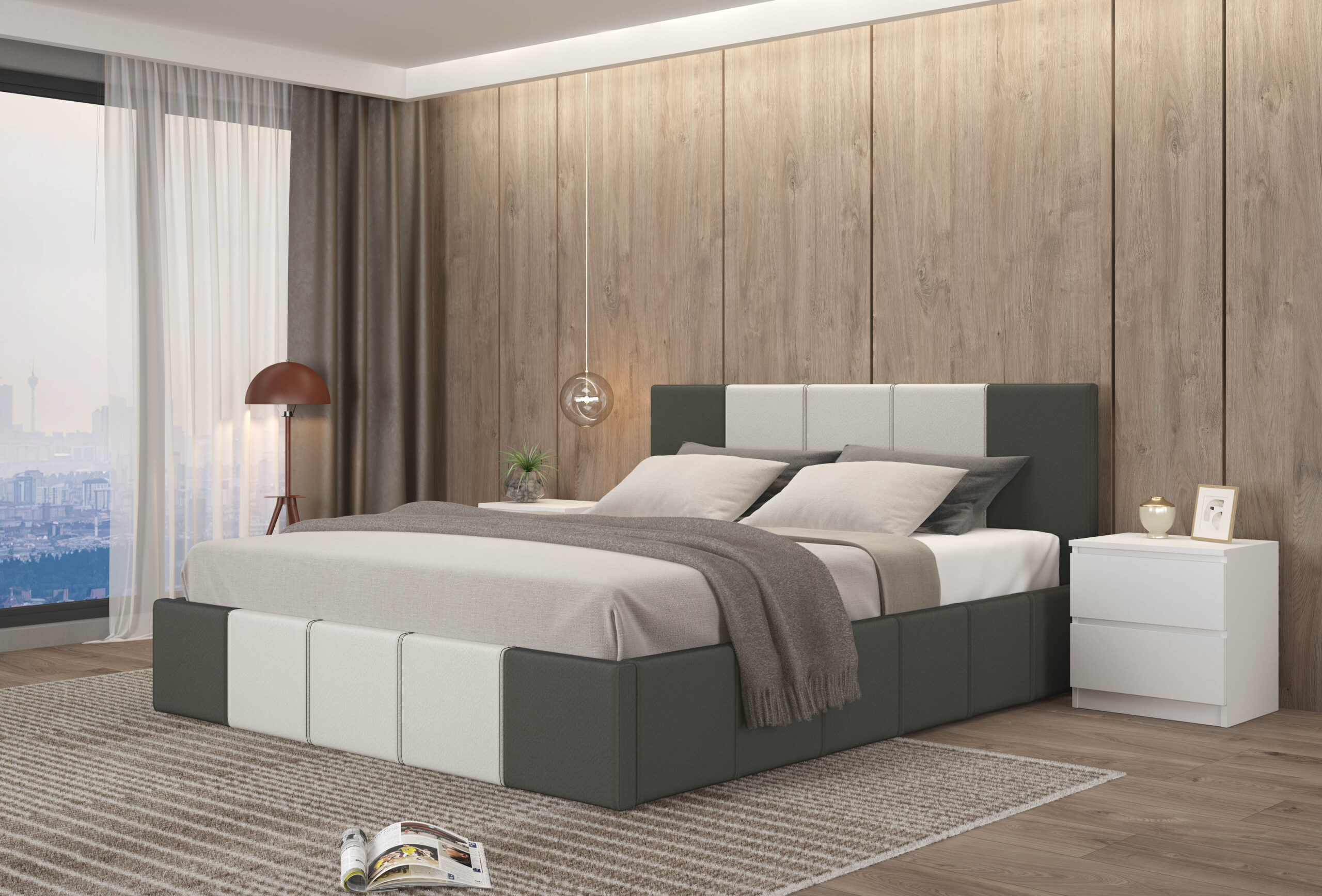 Casablanca_leglo_cobalt_white Тапицирано легло Казабланка с повдигащ механизъм - Image 1