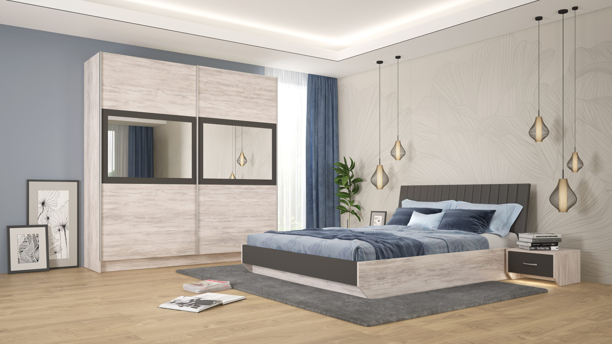 Modena_SK-blanco_grafit Спален комплект Модена - Image 1