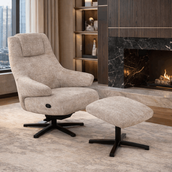 Масажиращо кресло с табуретка SINES - крем