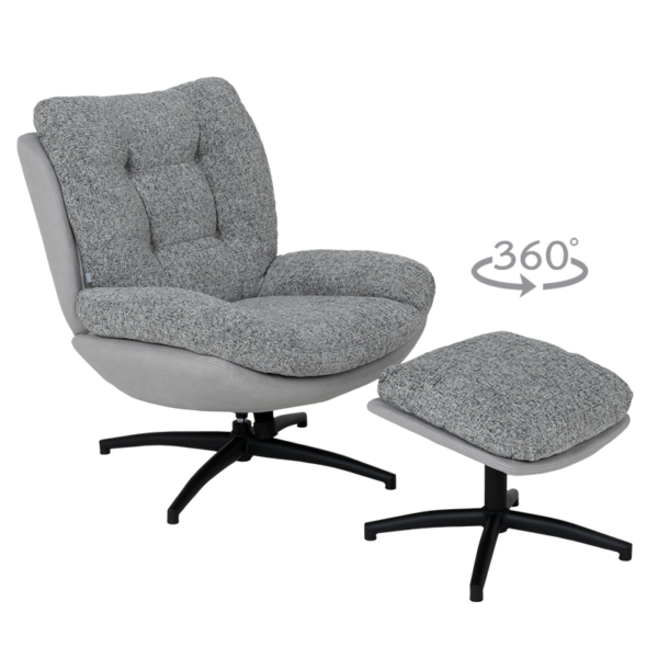 Кресло с табуретка CHAVES - сив