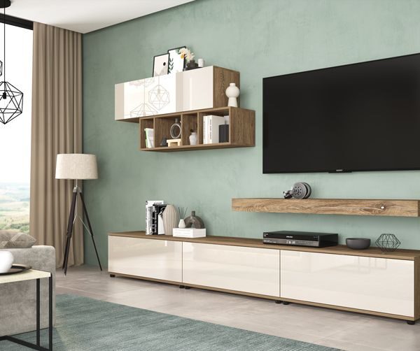 Секция Примо - браун силвърджак/ МДФ сатен огледален гланц