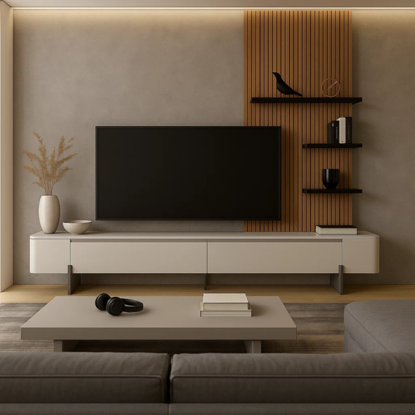 ТВ шкаф VALA - бял/ капучино